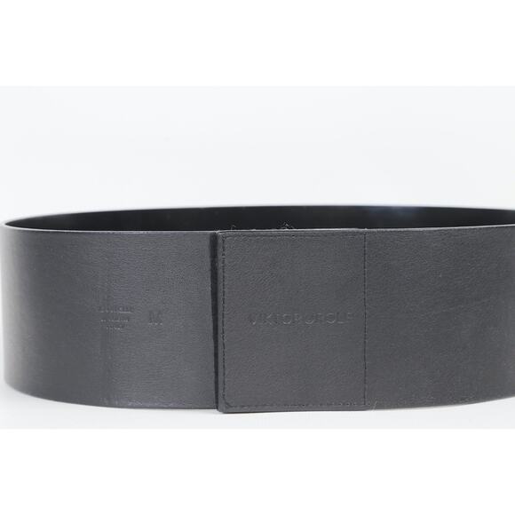 Viktor & Rolf Belt Black Leather Wide Waist Cinch Buckleless Size M Italy $400 main image 10